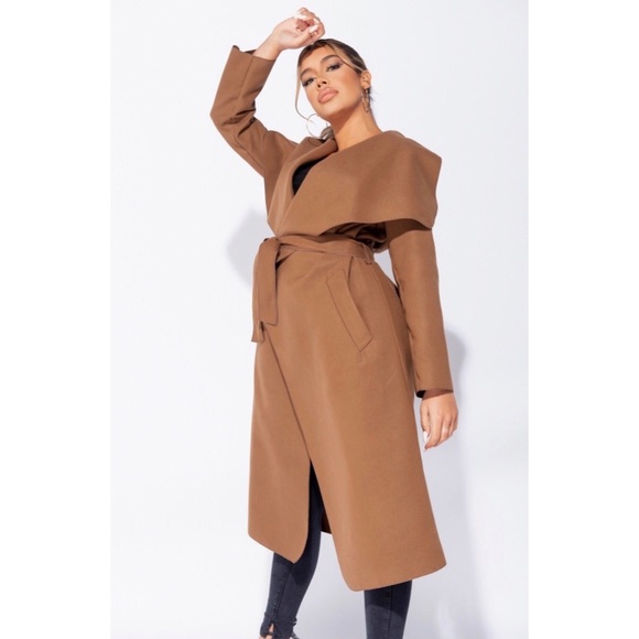 New Arrival!!! Oversized Belted Waterfall Coat - Picture 4 of 10